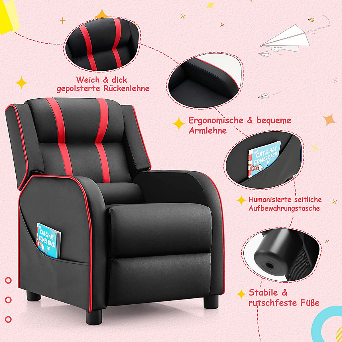 Kindersessel mit Liegefunktion Kindersofa 3-8 Jahre