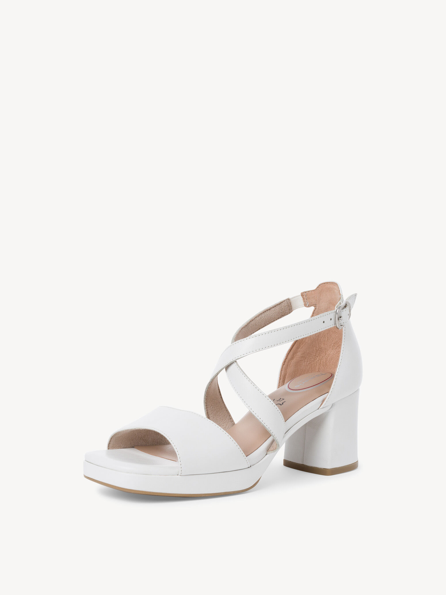 Sandale à talon en cuir - blanc
