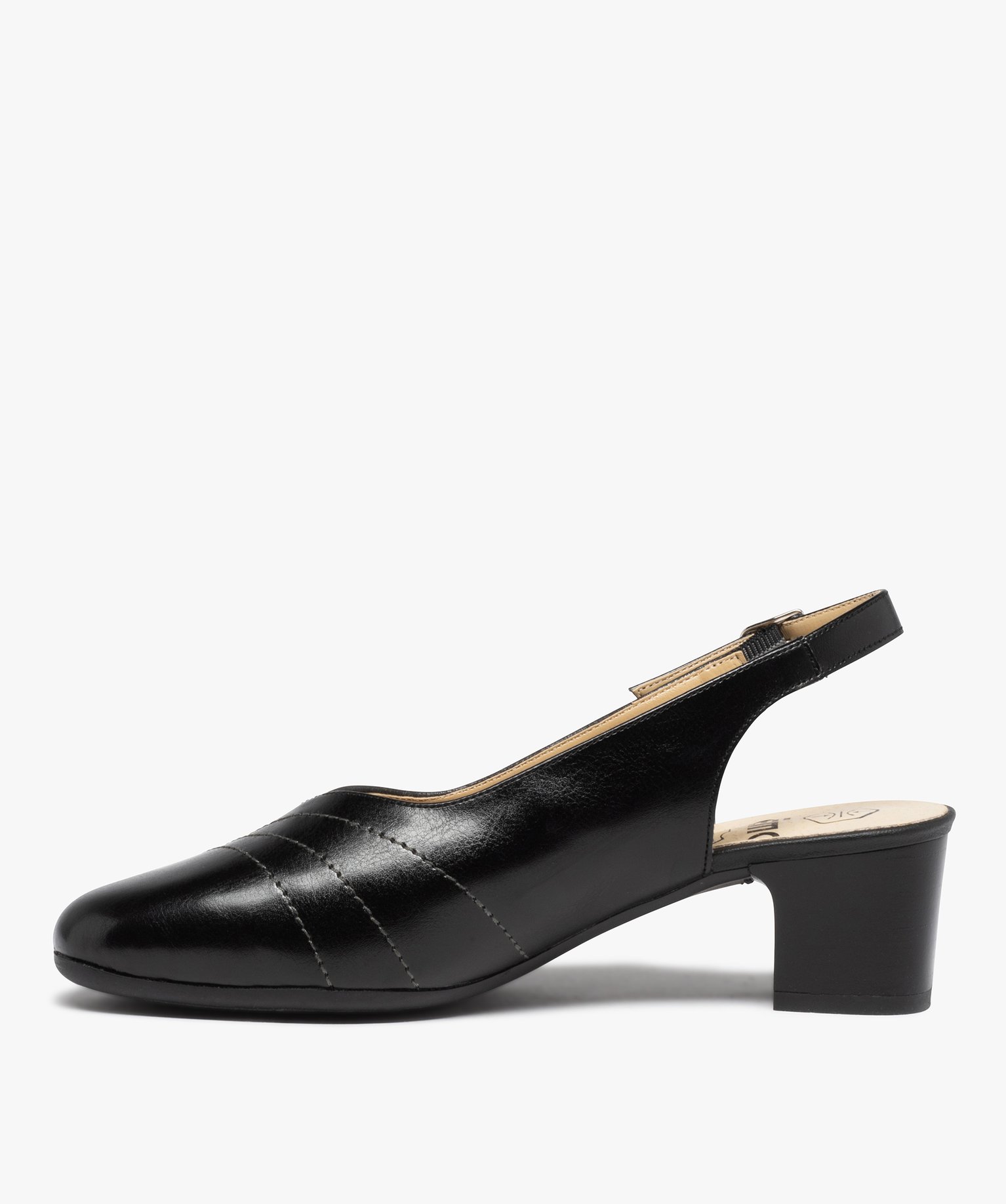 Escarpins femme confort bicolores à talon ouvert noir | GEMO