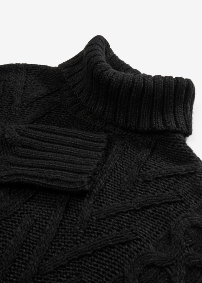 Rollkragen-Pullover mit Zopfmuster