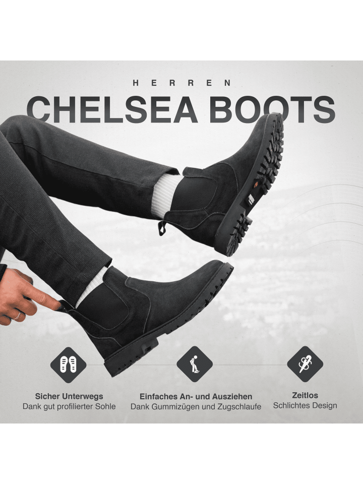 PAULGOS Herren Chelsea Boots, Stiefeletten, Schuhe in Schwarz günstig kaufen