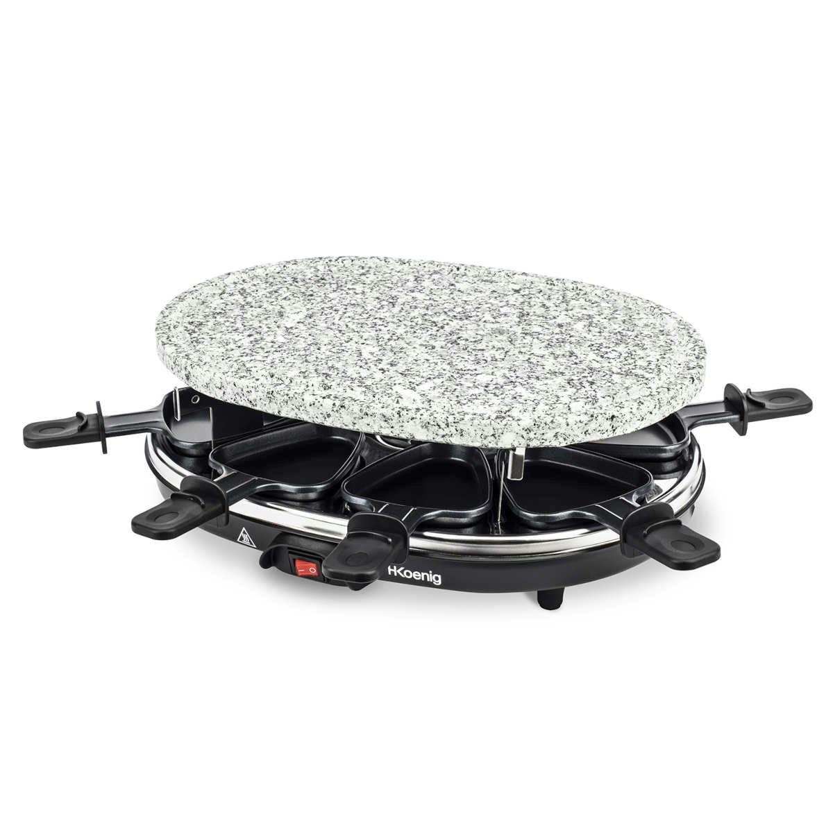 H.Koenig Raclette RP85 Raclette-Grill für 8 Personen Heißer Stein, 900 W