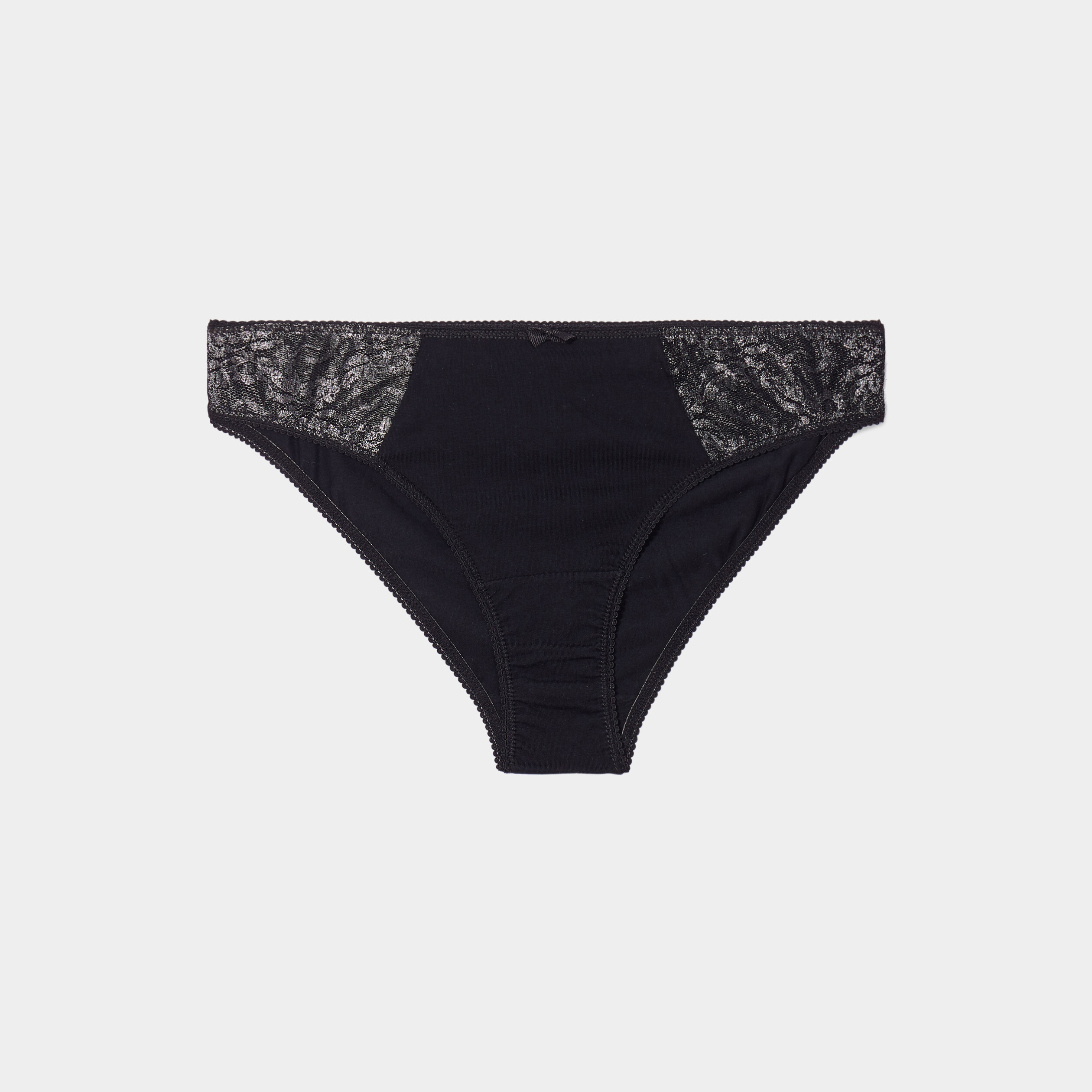 Culotte en coton avec dentelle gris argent femme | La Halle