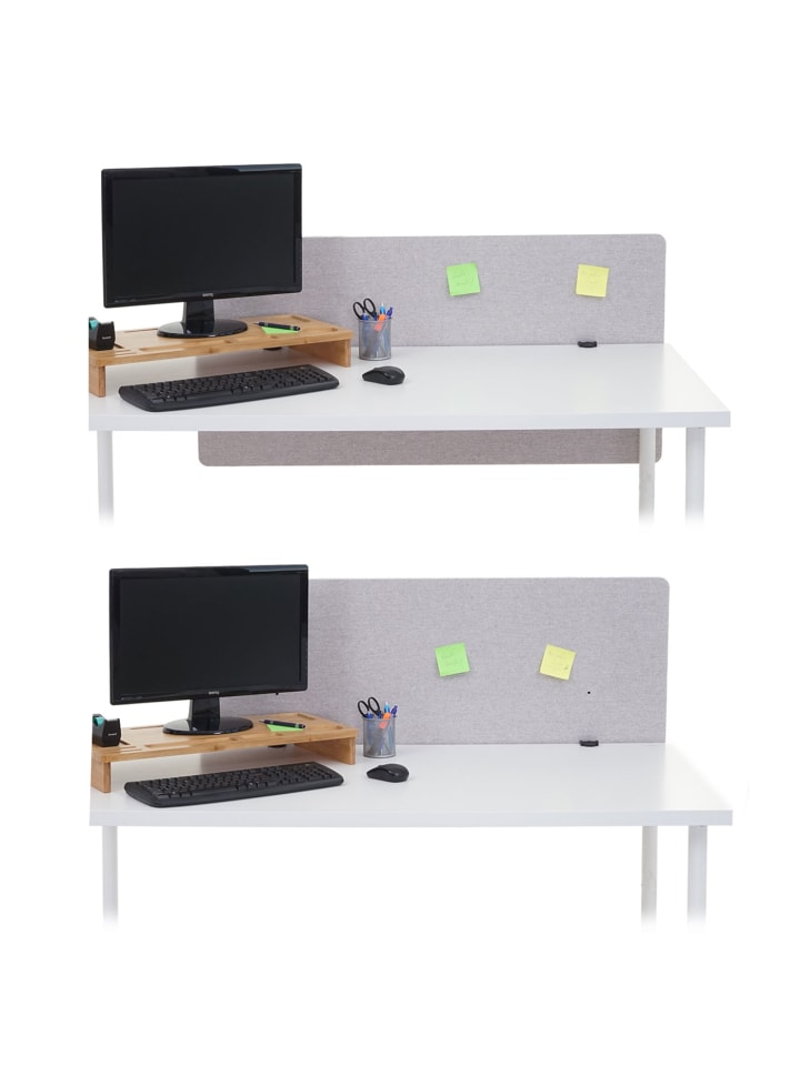 MCW Akustik-Tischtrennwand G75, 60x120cm grau günstig kaufen onesize