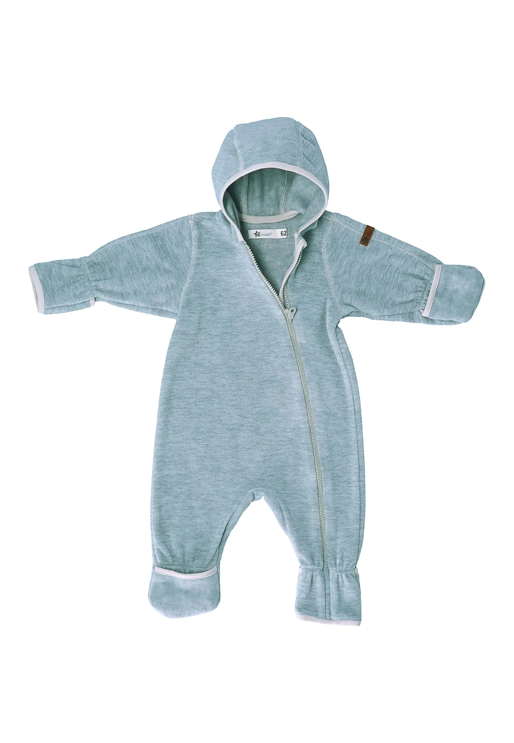 Overall aus Melange-Microfleece uni mit Kapuze