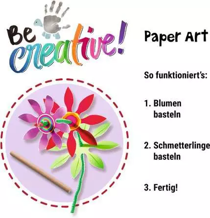 Paper Art Blumen & Schmetterlinge - Bastelset für Kinder ab 6 Jahren