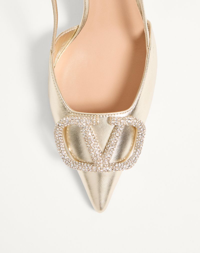 VLogo Glow Slingback Pumps i 80 mm lamineret nappa
