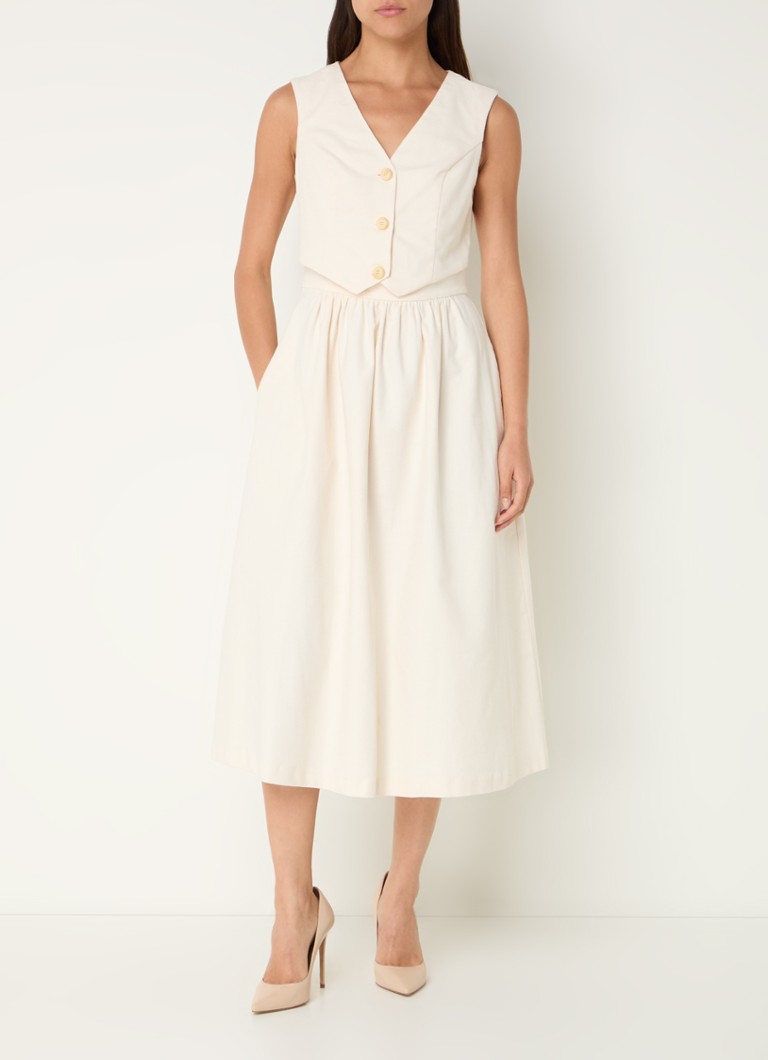 Vestido midi de mezcla de lino Pernille de LKBennett con bolsillos laterales