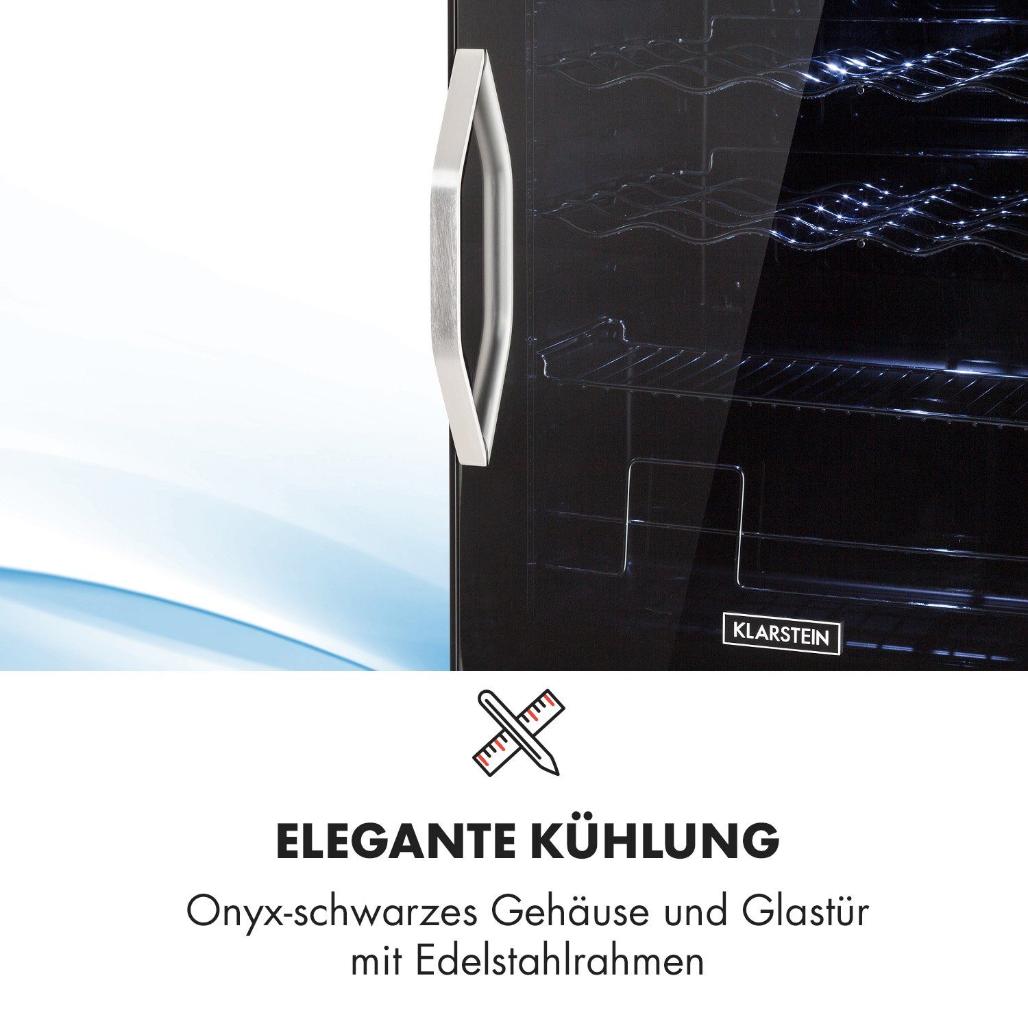 Klarstein Getränkekühlschrank HEA-BeersafeXL-onyx 10032871A, 63 cm hoch, 47 cm breit, Bier Hausbar Getränkekühlschrank Flaschenkühlschrank Glastür