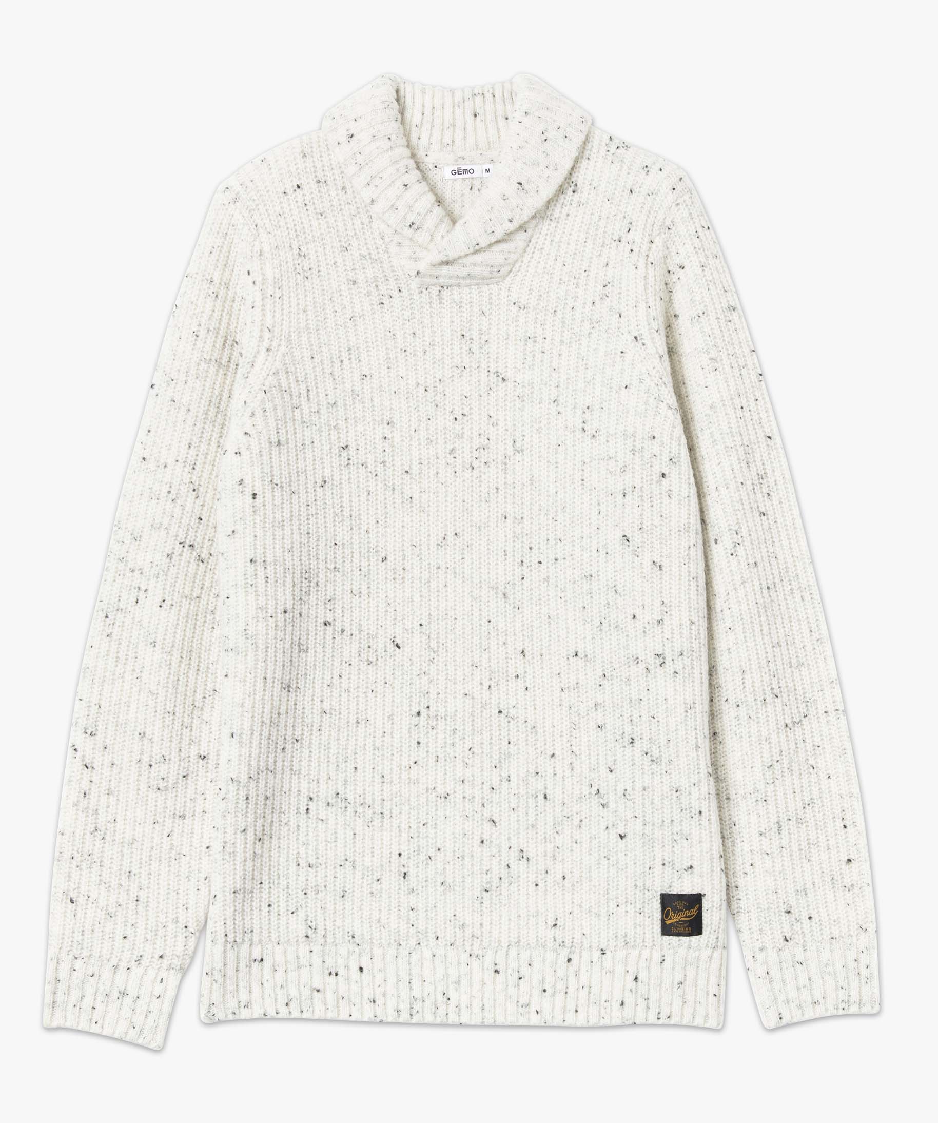 Pull homme à col chale contenant de la laine ecru | GEMO