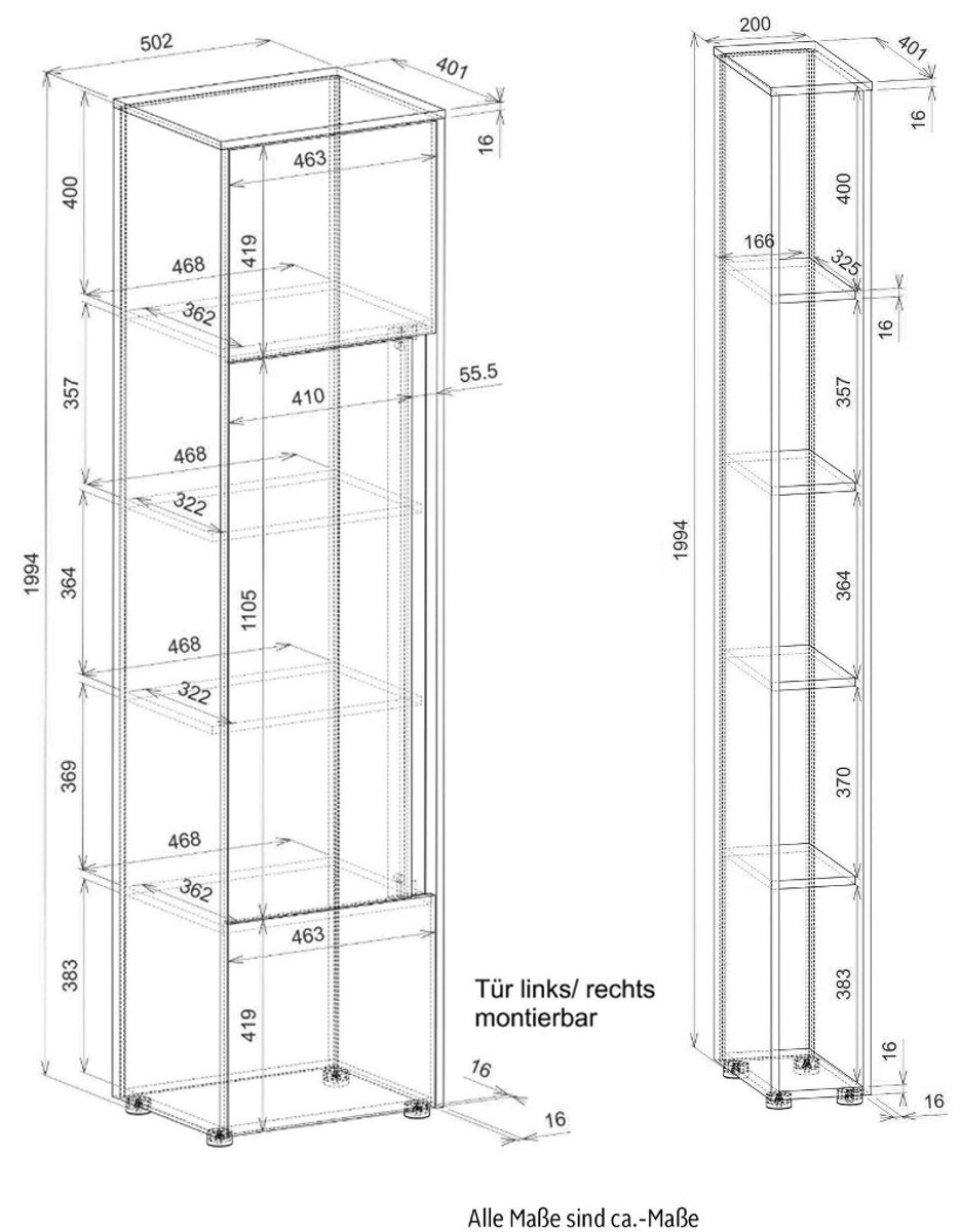 Furn.Design Aktenschrank Center (Büroschrank in grau mit Wotan Eiche, Set 5-teilig, 190 x 200 cm) 15 Stauraumfächer