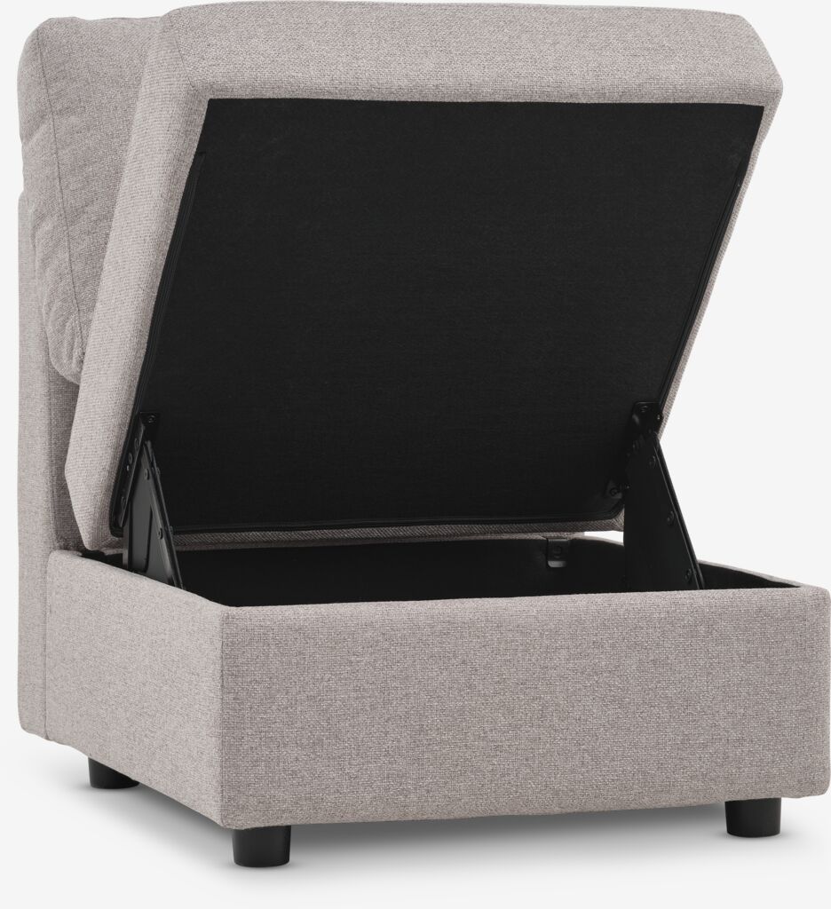 OKSBY sofamodul. OKSBY sofasentermodul med sengetøybeholder, sandfarget stoff.