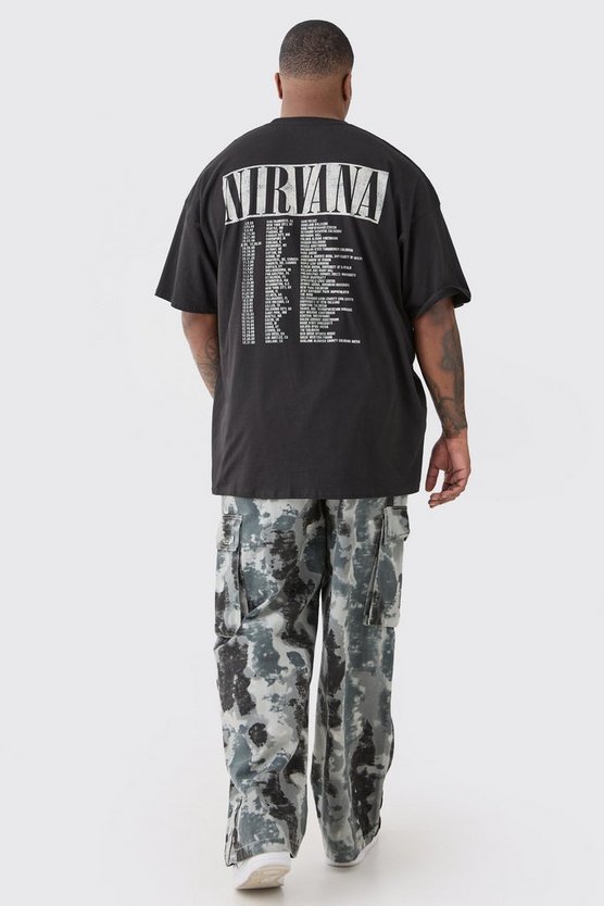 Plus T-Shirt mit lizenziertem Nirvana Tour Dates Print