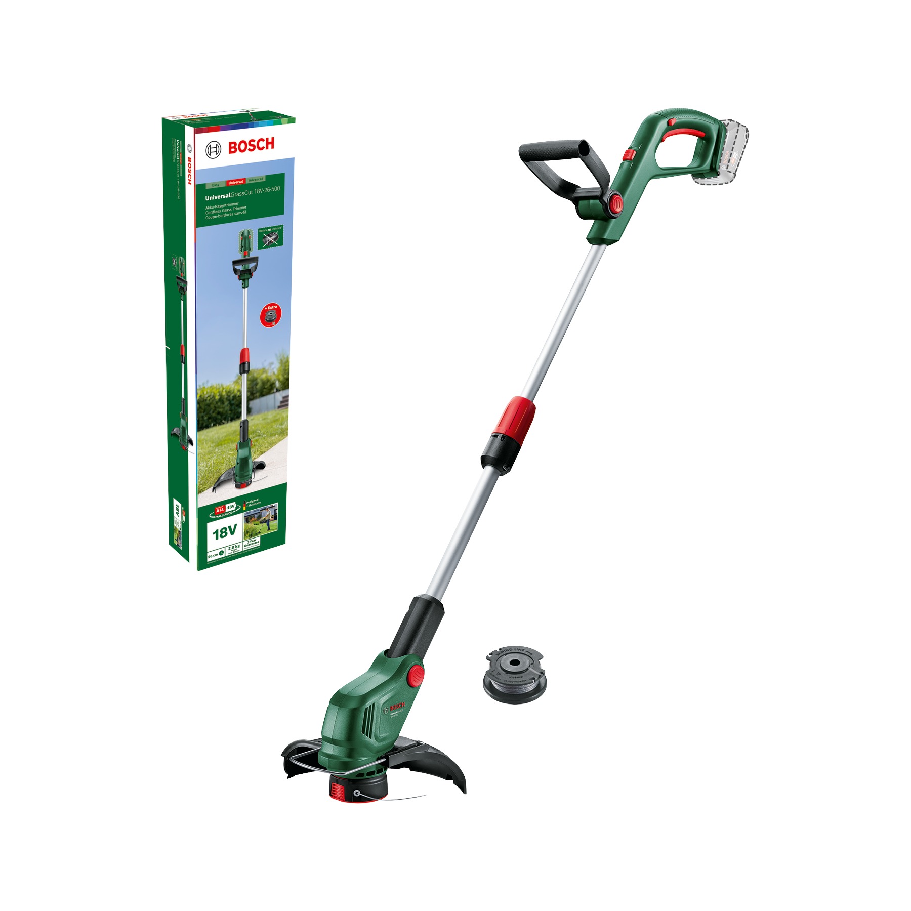 Desbrozadora inalámbrica Bosch Green 06008C1F04 UniversalGrassCut 18V-26-500 (baterías y cargador no incluidos)
