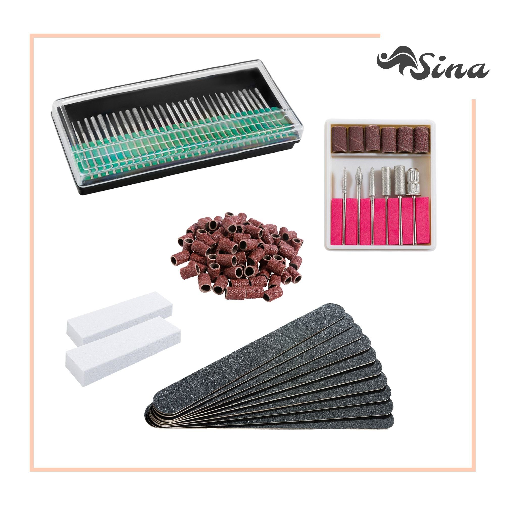 Sina Beauty-Multigerät Elektrische Nagelfräser, inkl. 6tlg. Bit-und Mandrel-Set, Stufenlos regulierbar