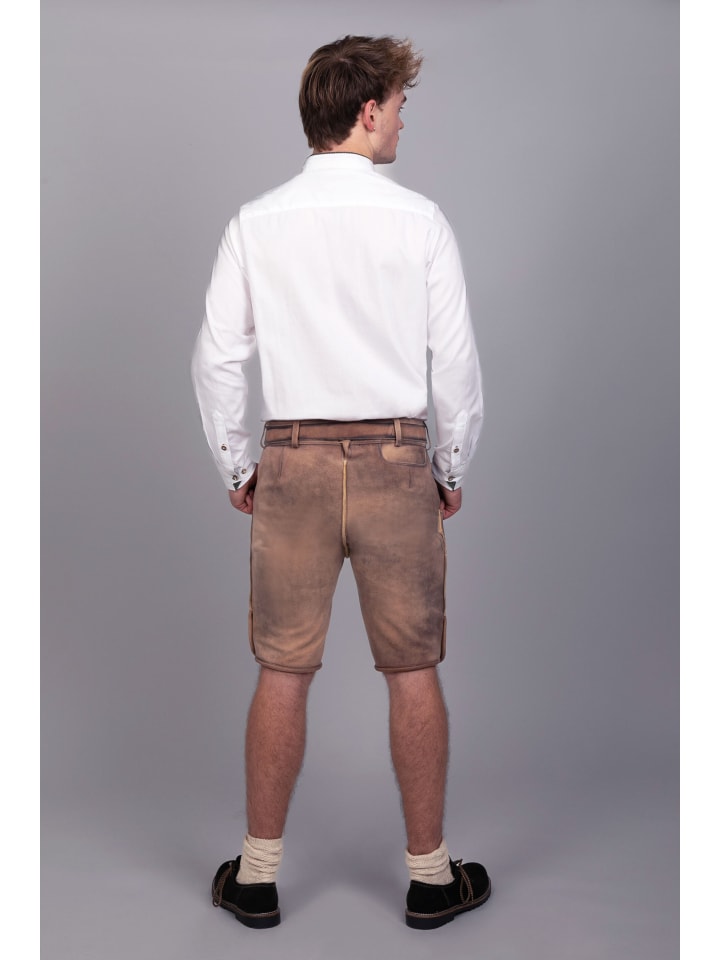 Edelnice Kurze Wildbock Lederhose Peter blau sämisch in braun günstig kaufen