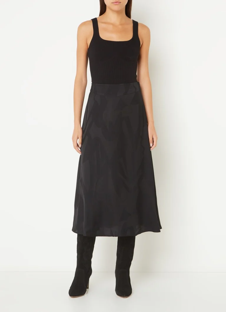 ba&sh Banessa Satin-Midirock mit Jacquard-Muster