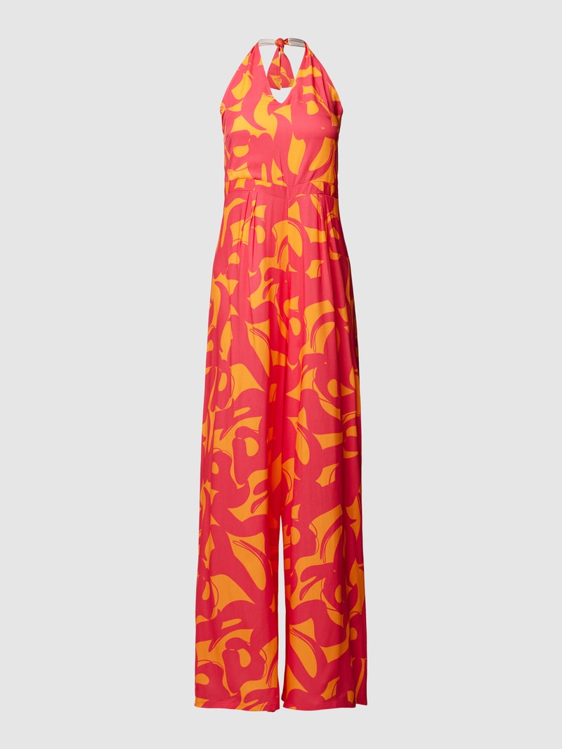 Jumpsuit aus Viskose mit Allover-Muster Modell 'Elli' in orange