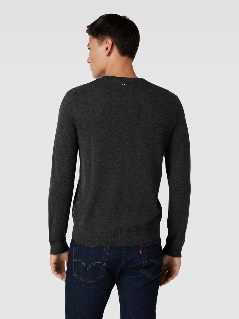 Longsleeve mit Label-Stitching Modell 'DAMAVAND' in anthrazit