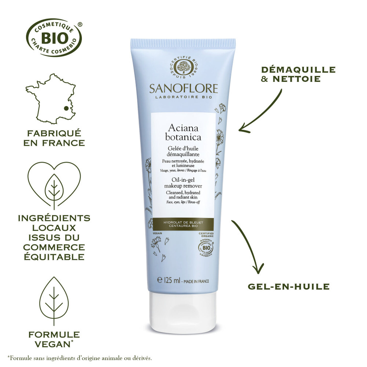 Sanoflore Gélée Aciana Botanica Huile Démaquillante 125 ml