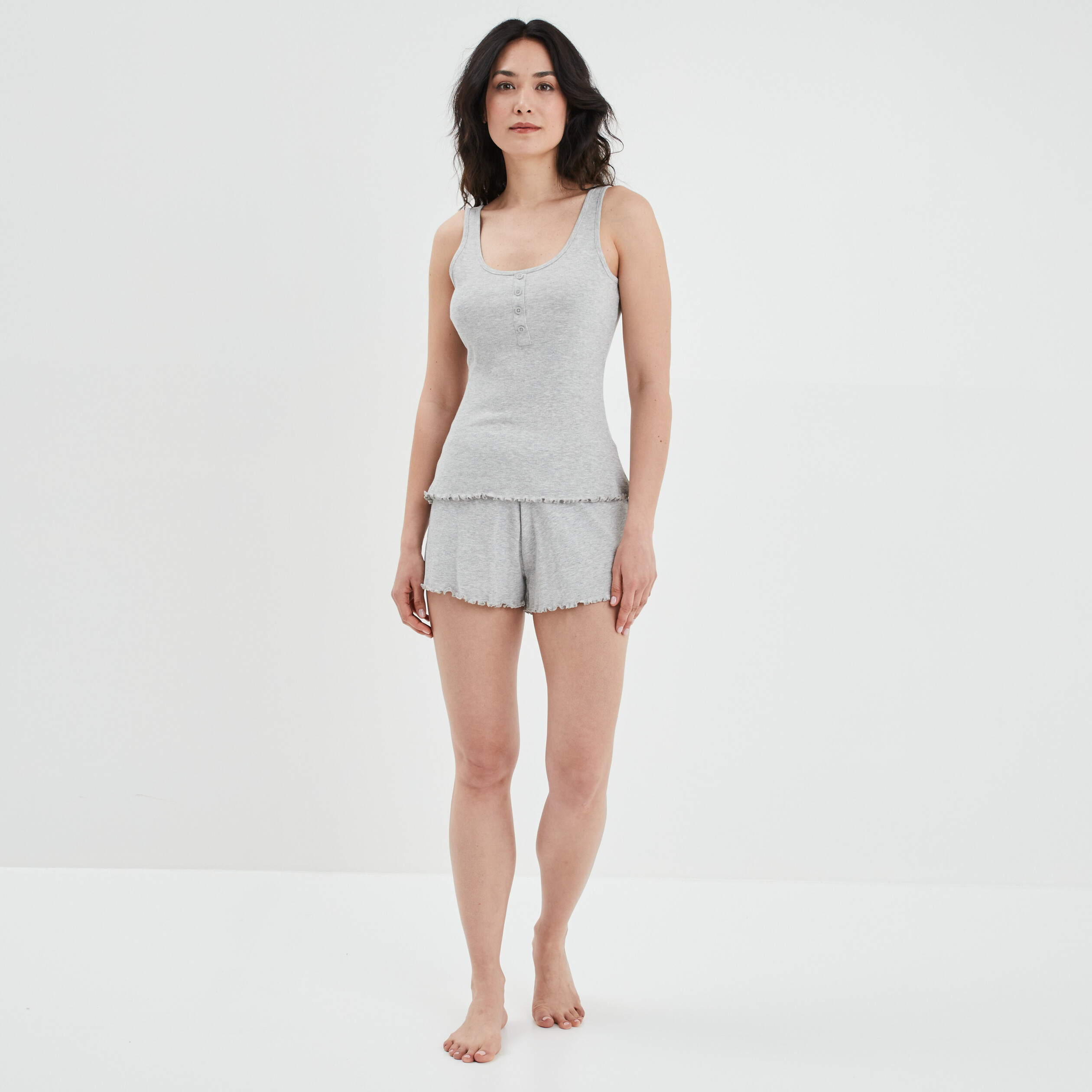 Bas de pyjama short gris femme | La Halle