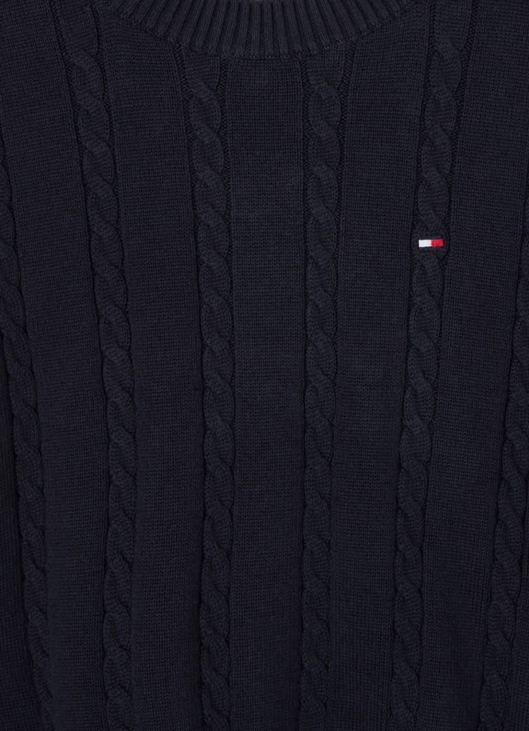 Pulover tricotat cu împletitură și logo Tommy Hilfiger