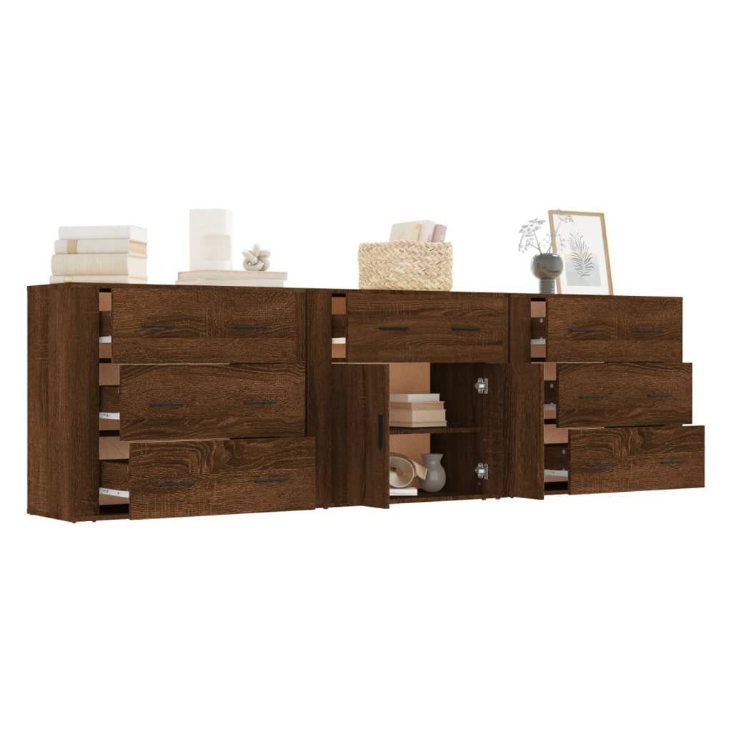 vidaXL Sideboard Sideboards 3 Stk. Braun Eichen-Optik Holzwerkstoff (3 St)