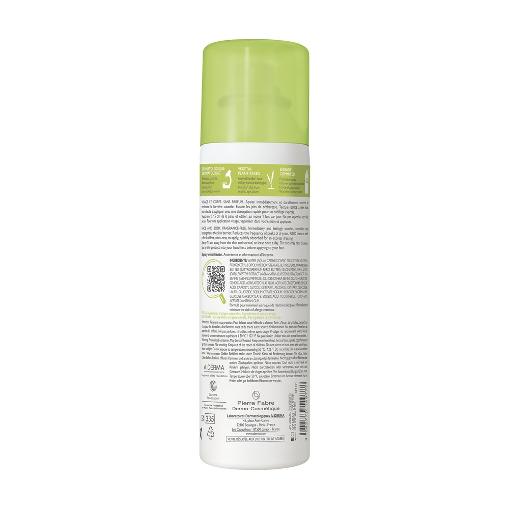 A-Derma Exomega Control - Spray émollient anti-g rattage 200ml Spray émollient