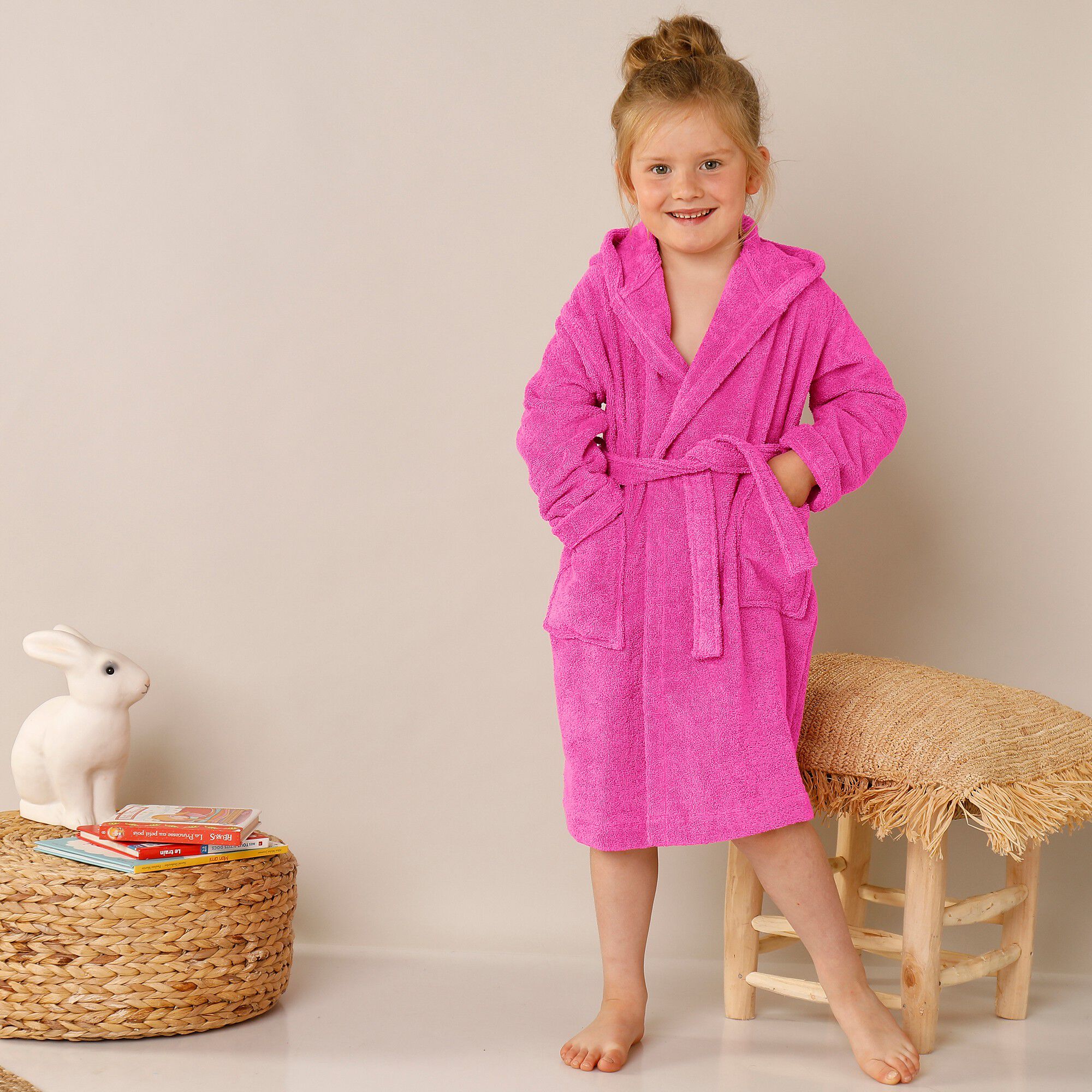 Peignoir de bain enfant licorne à capuche éponge coton