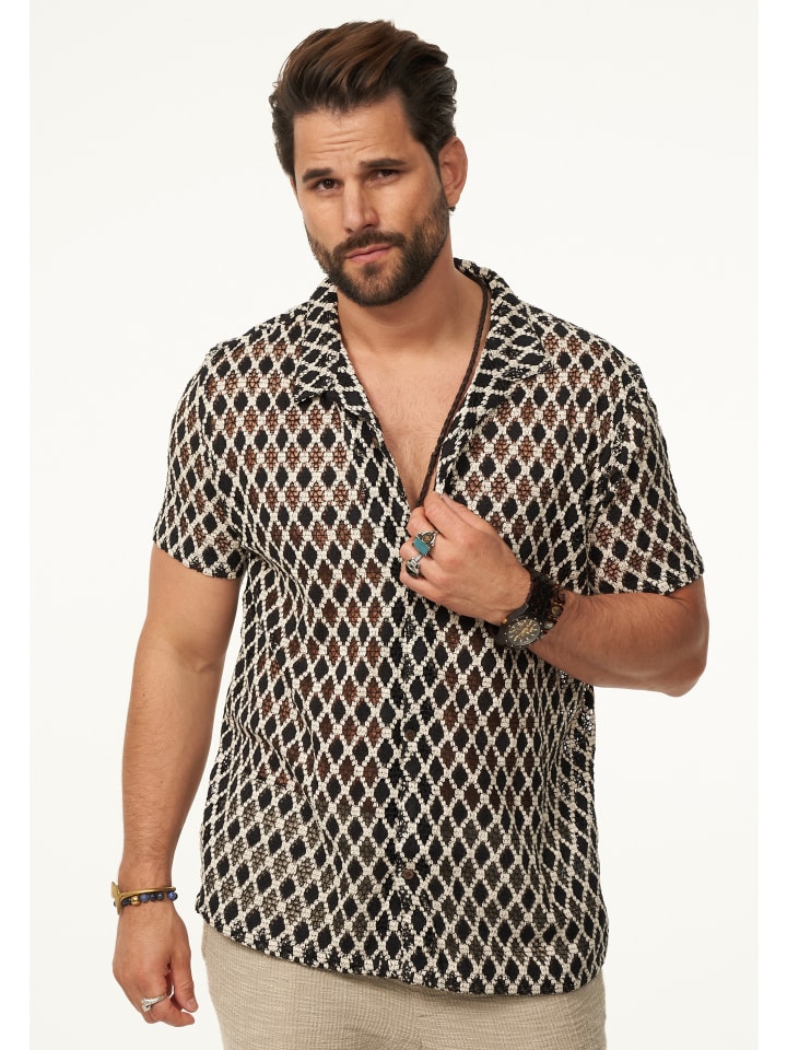 SOULSTAR Kurzarmhemd - im Vintage Summer-Look Kurzarm Strick Polo-Hemd T-Shirt in Black günstig kaufen