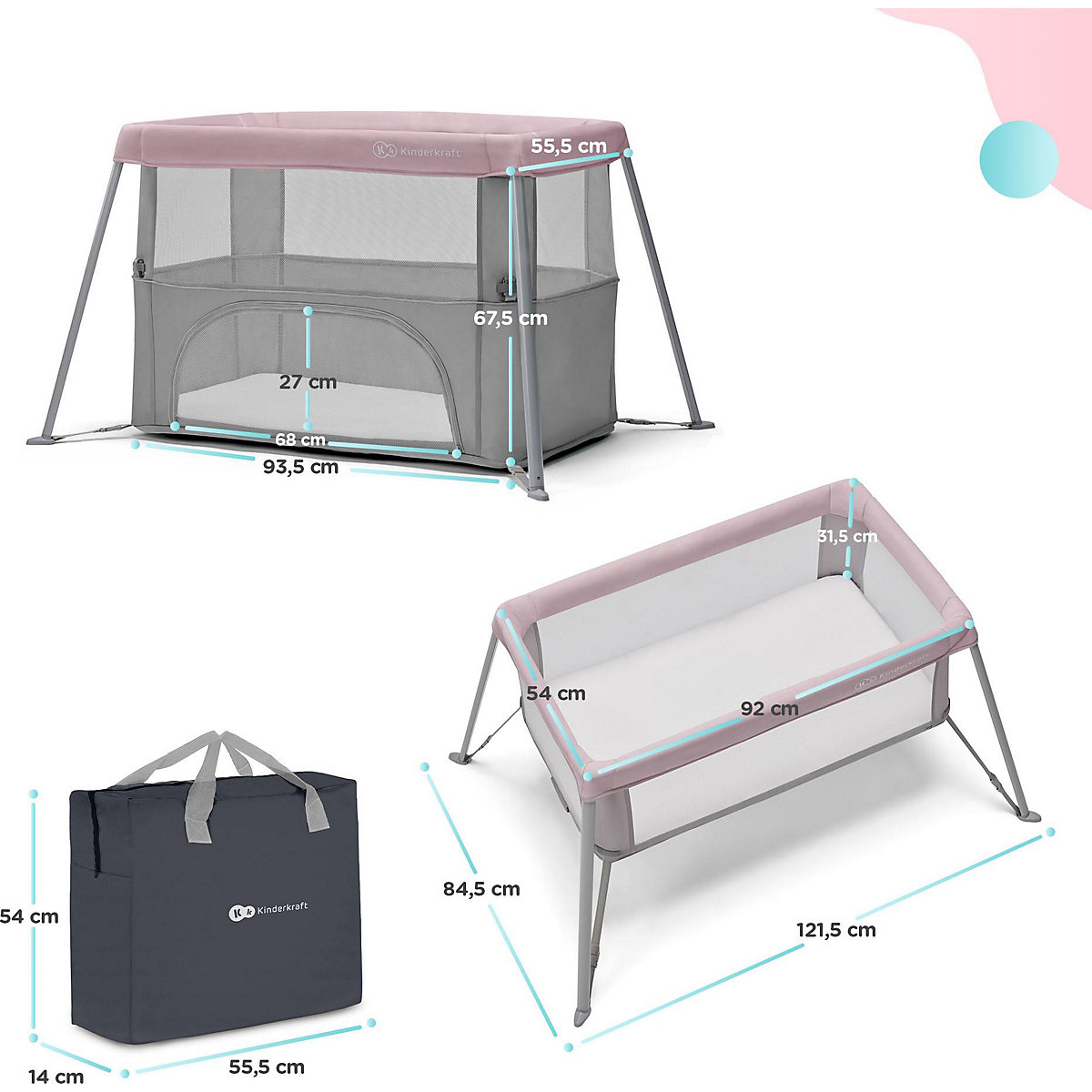 Kinderbett 2 in 1 MOVI, rosa