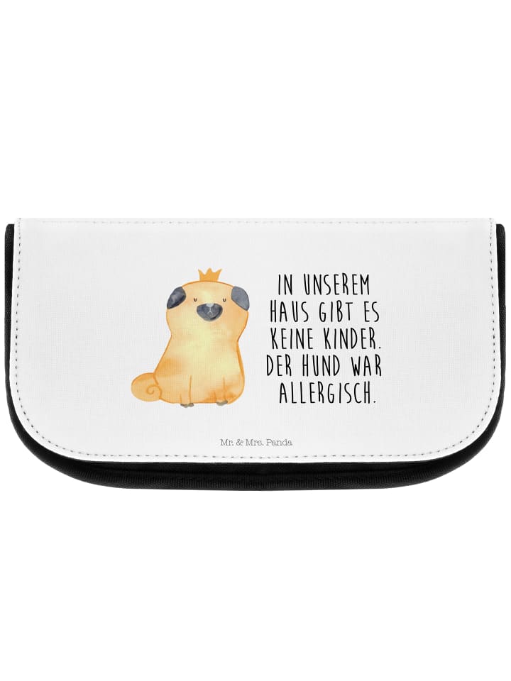 Mr. & Mrs. Panda Kosmetiktasche Mops Krone mit Spruch in Weiß günstig kaufen onesize