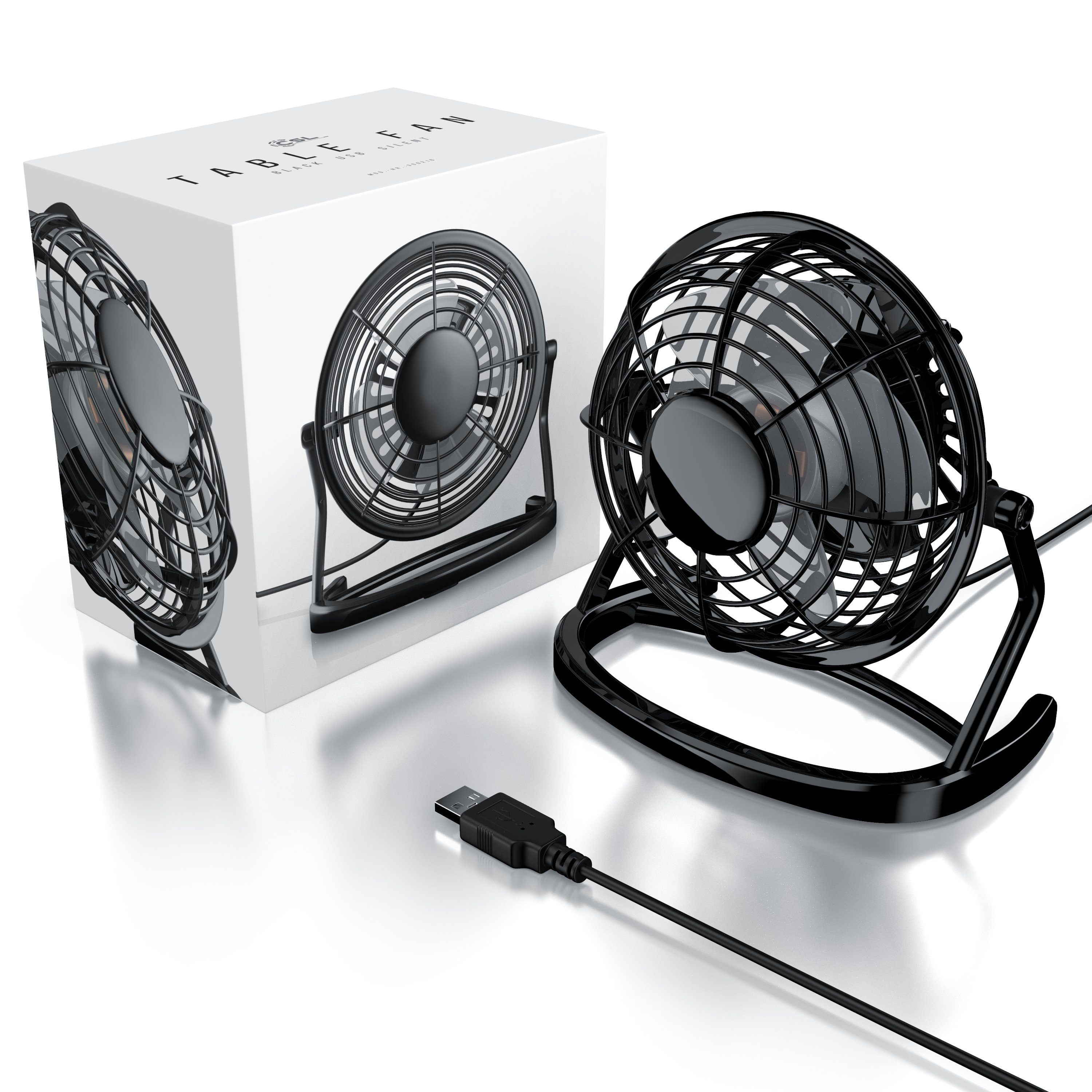 CSL Mini USB-Ventilator, Tischventilator, stromsparend, ruhiger Lauf, 360° neigbar
