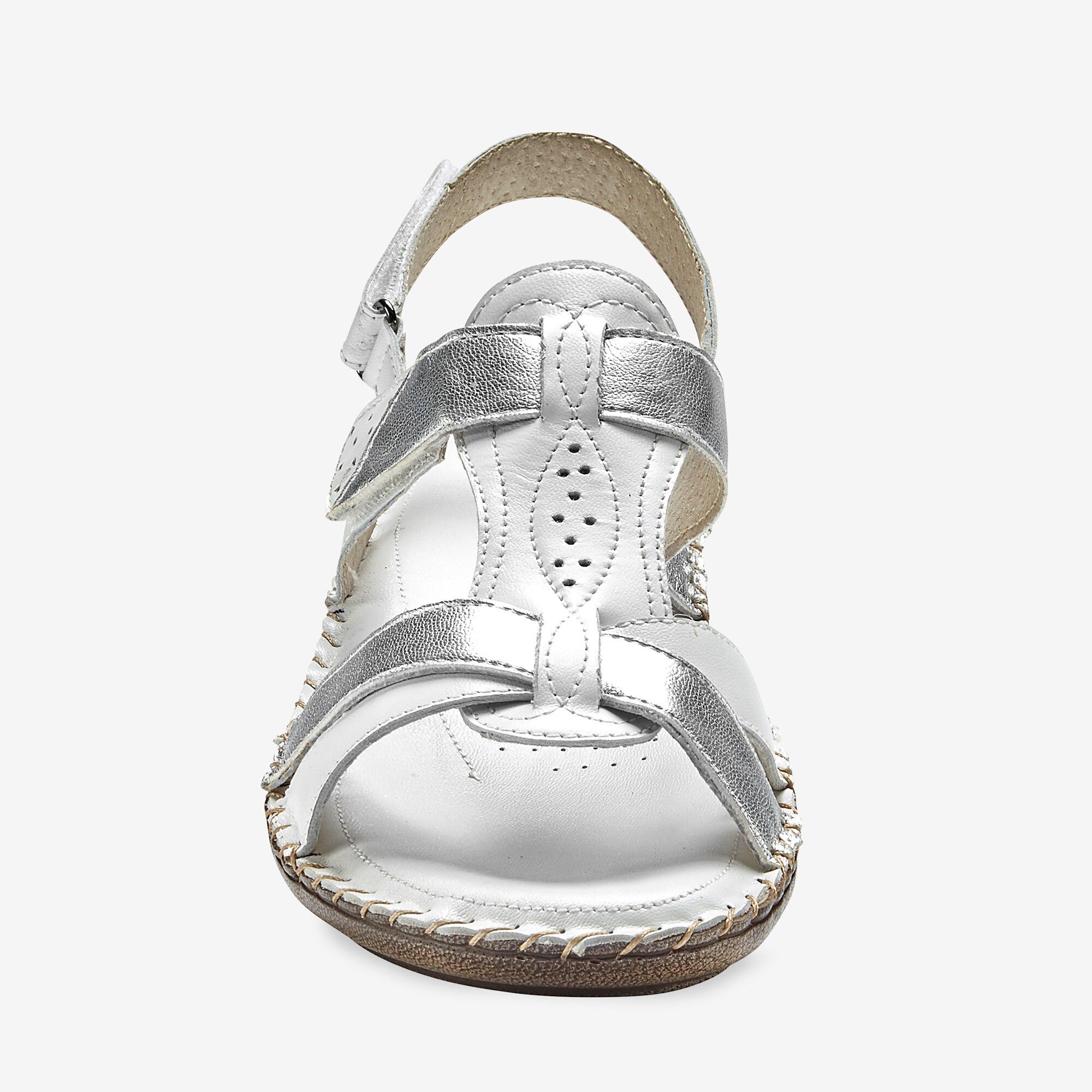 Sandales bicolores en cuir extra souple