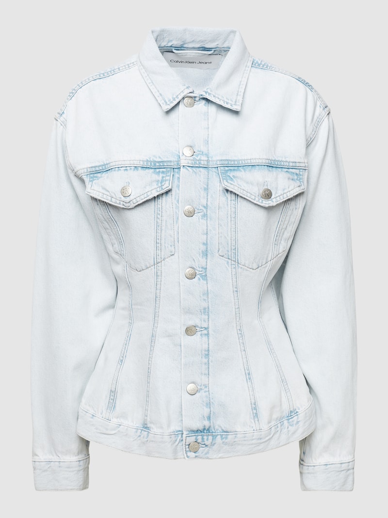 Oversized Jeansjacke in Korsett-Optik in hellblau