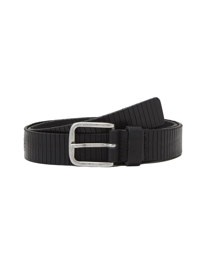 Jack & Jones Ledergürtel JACROYALE Vegetable Tan Herrengürtel Vollnarbig in Schwarz günstig kaufen 80 cm