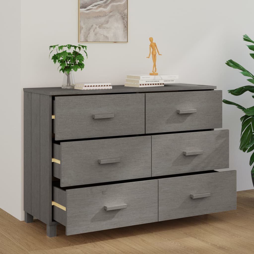vidaXL Sideboard Sideboard HAMAR Hellgrau 113x40x80 cm Massivholz Kiefer (1 St)