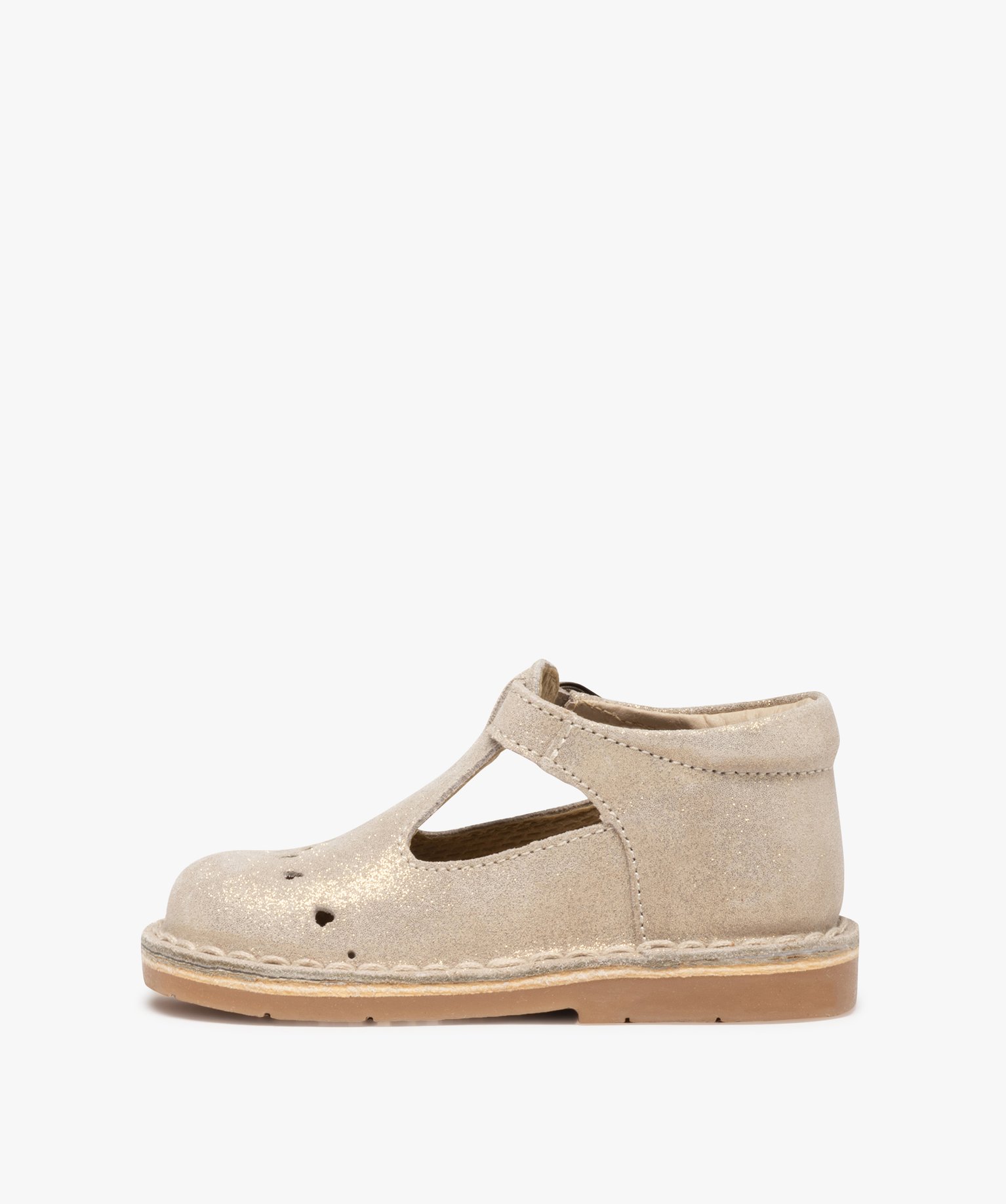 Babies bébé fille dessus cuir uni motifs perforés or | GEMO