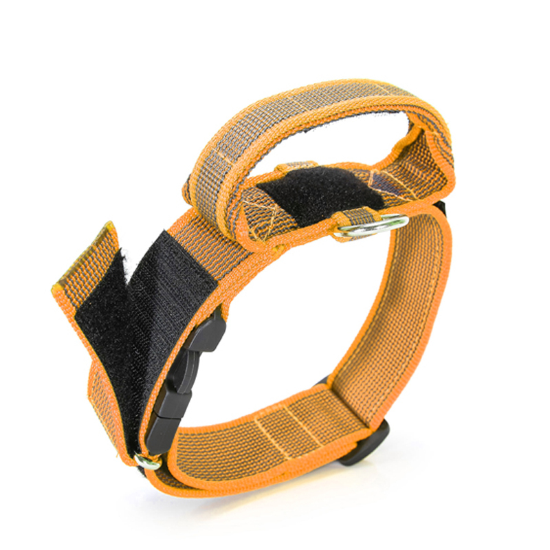 JULIUS-K9 Hundehalsbänder JULIUS-K9 Halsband mit Griff 50mm orange/ grau