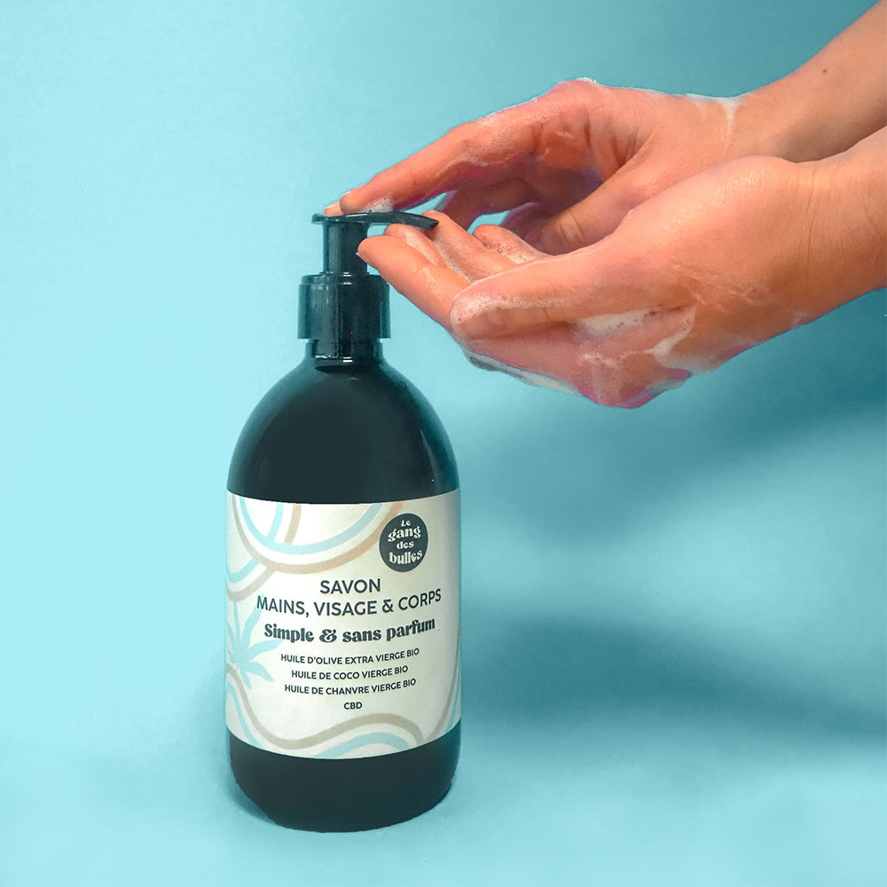 le gang des bulles Savon mains, visage  et  corps - simple et  sans parfum - 500 ml Savon