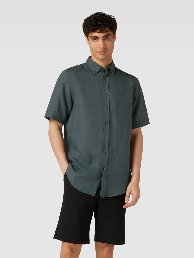 Freizeithemd mit Button-Down-Kragen in stein