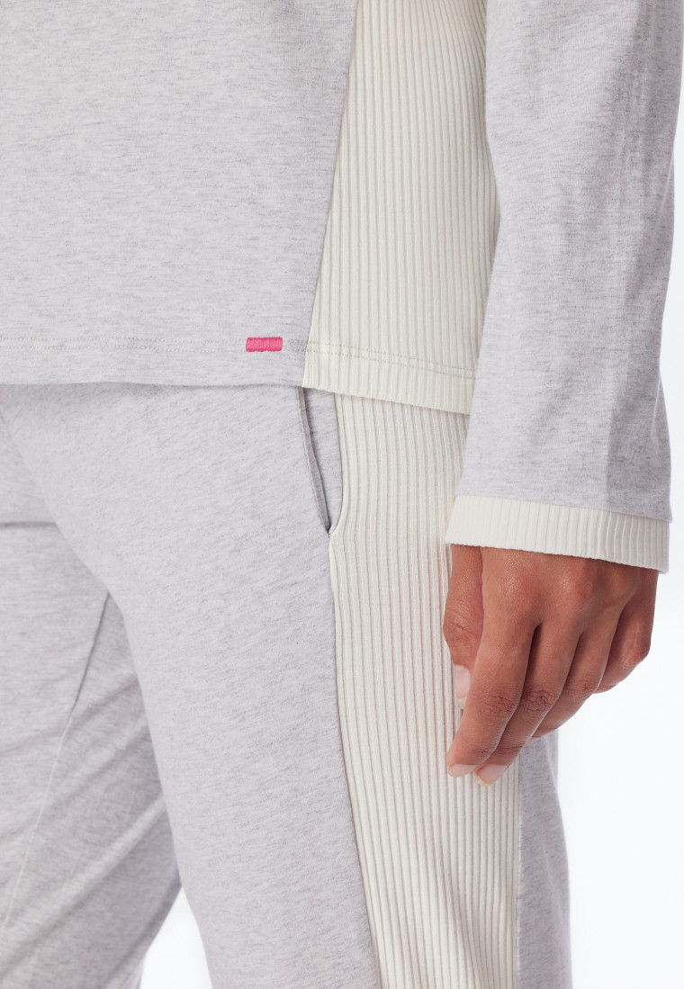 Schlafanzug lang Bio-Baumwolle grau-meliert - Casual Nightwear