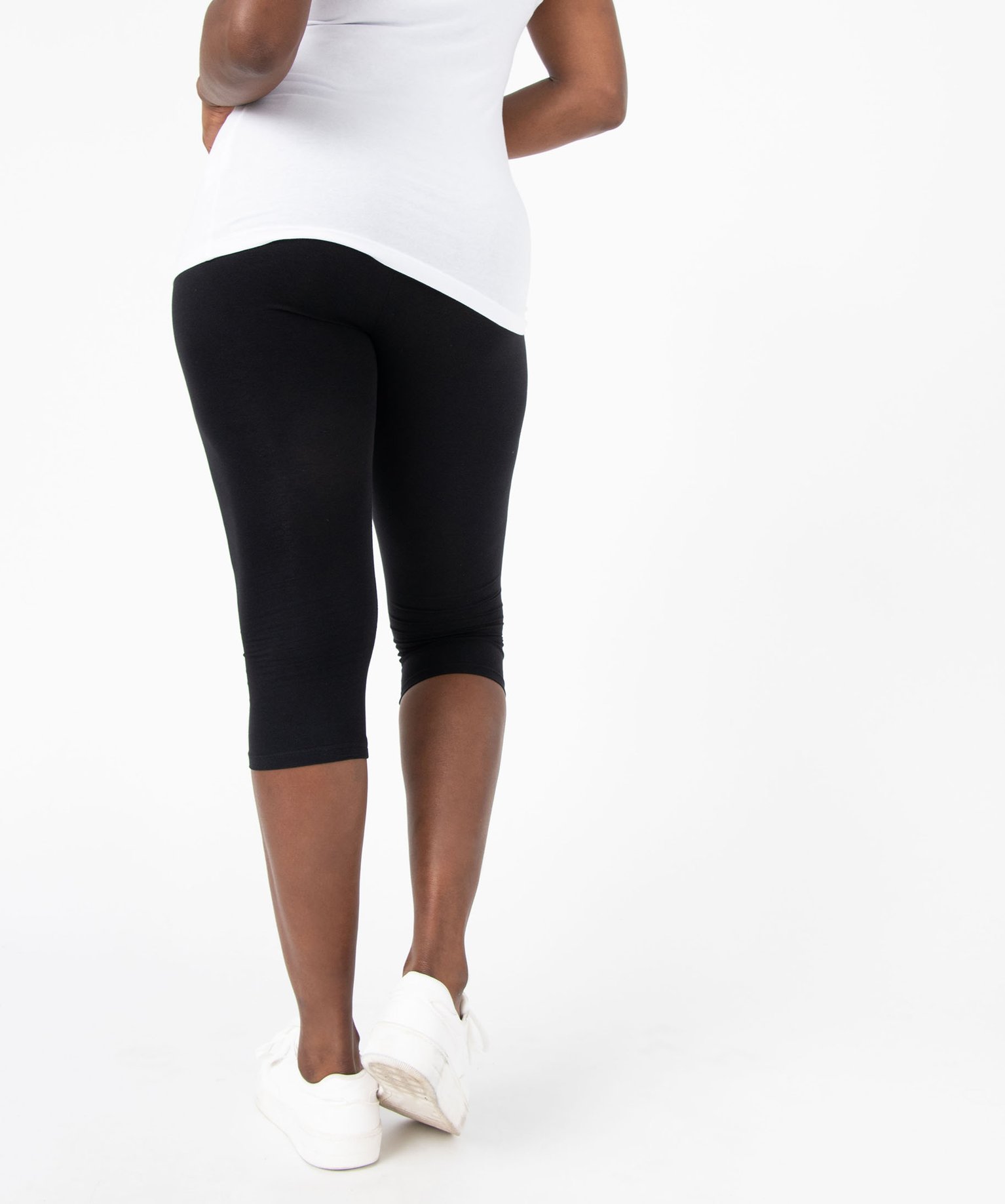 Legging femme court en coton stretch noir | GEMO