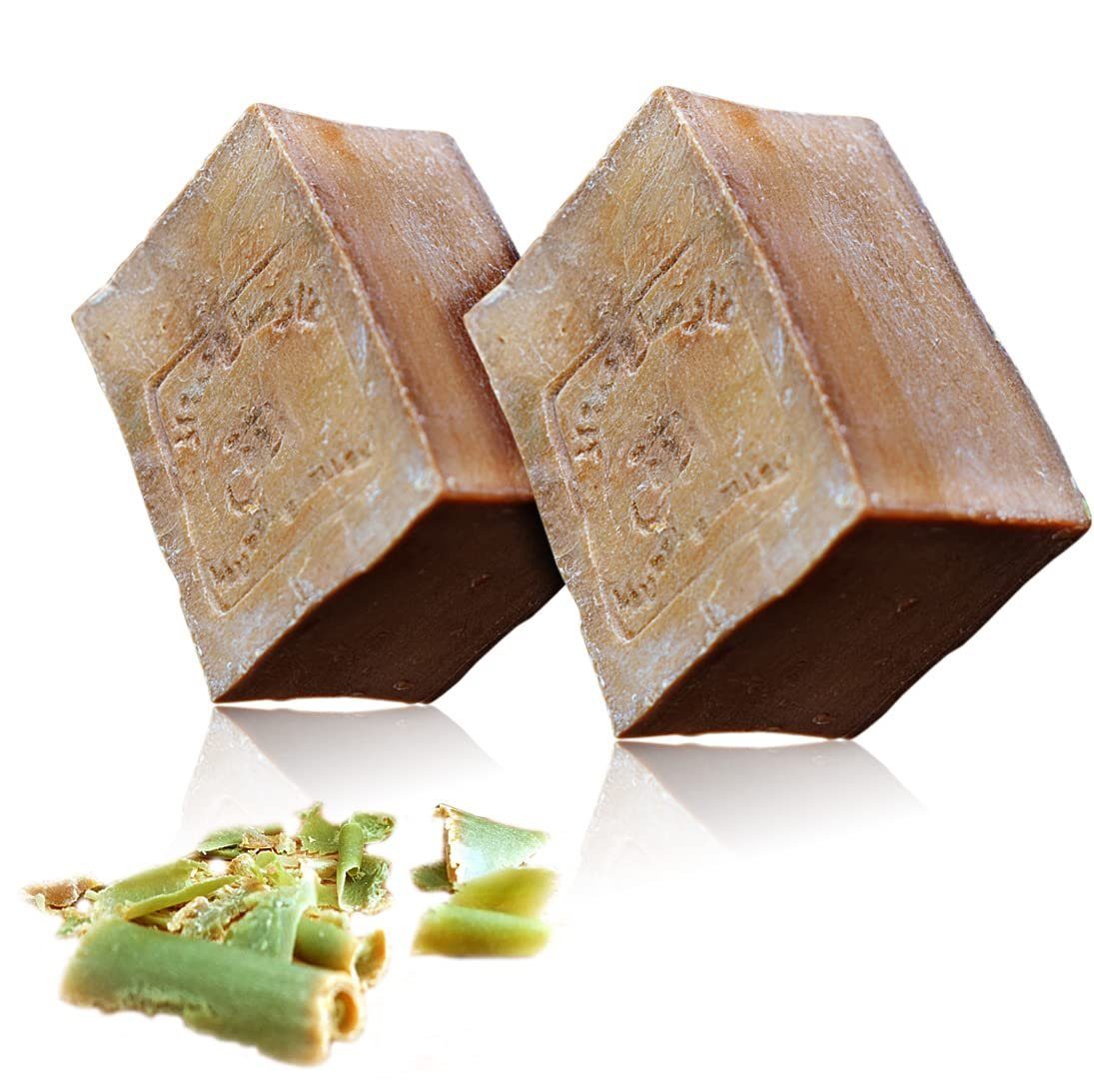 Goldolive Rohseife Goldolive® Handgemachte Aleppo Seife - [2 X 200g] - Traditionelle Olivenölseife Naturseife - 5% Lorbeeröl & 95% Olivenöl - vegan & palmölfrei, 2-tlg.