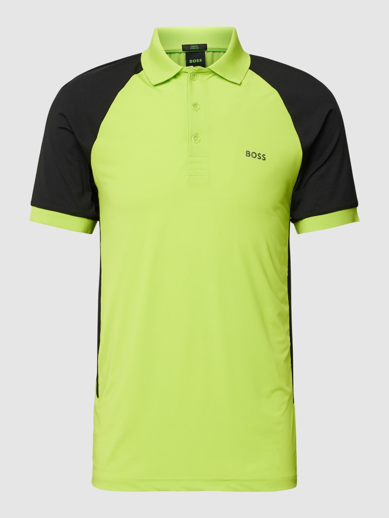 Poloshirt in Two-Tone-Machart Modell 'Pauletech' in neon grün