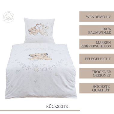 Kinderbettwäsche König der Löwen 135x200 + 80x80 cm, 100 % Baumwolle, MTOnlinehandel, Renforcé, 2 teilig, Simba & Nala Bettwäsche für Kinder und Jugend