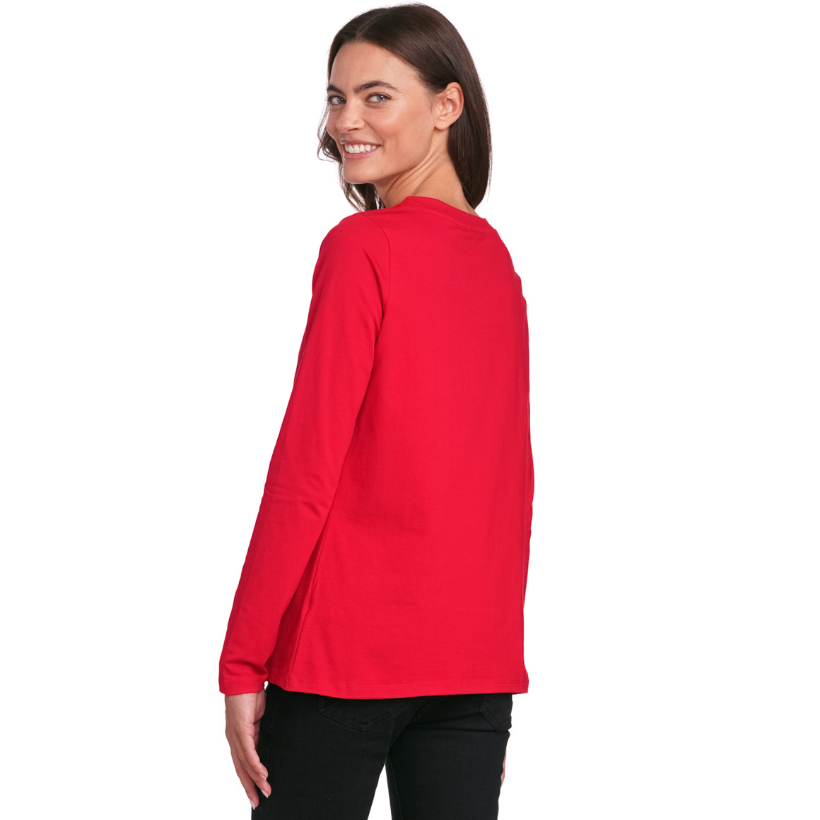 Minnie Maus Weihnachtslangarmshirt mit Print rot