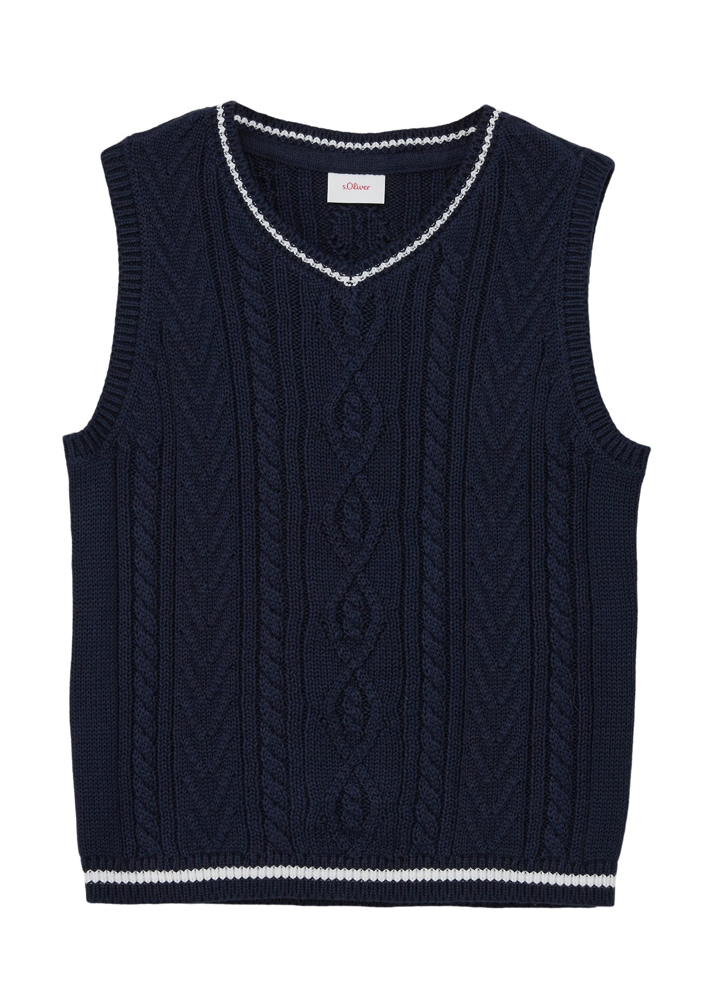 s.Oliver Strickpullover Pullunder mit Strickmuster Kontrast-Details