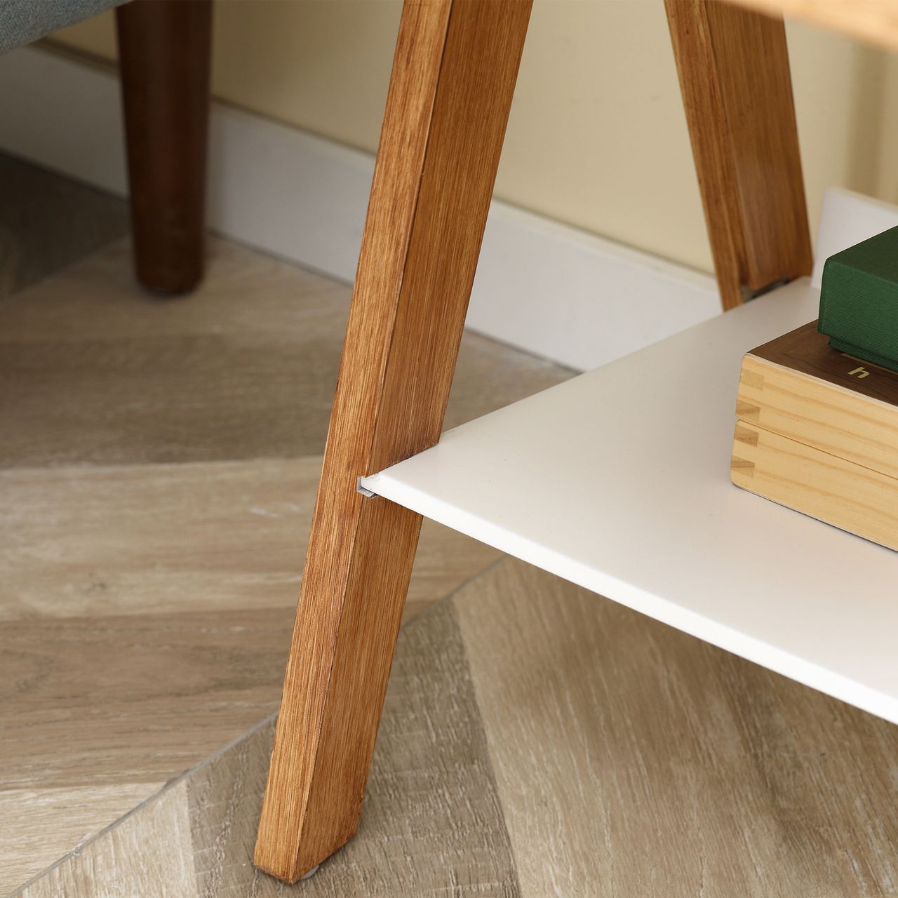 HOMCOM Beistelltisch Nachttisch mit Schublade und Ablage Couchtisch Sofatisch Kaffeetisch für Schlafzimmer Wohnzimmer Skandi-Design Weiß Natur 45 x 35 x 54,5 cm