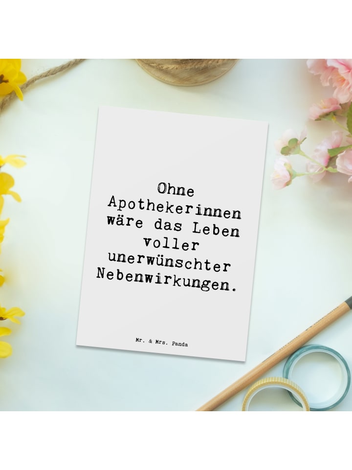Mr. & Mrs. Panda Postkarte Spruch Apothekerin Nebenwirkung mit S... in Weiß günstig kaufen onesize